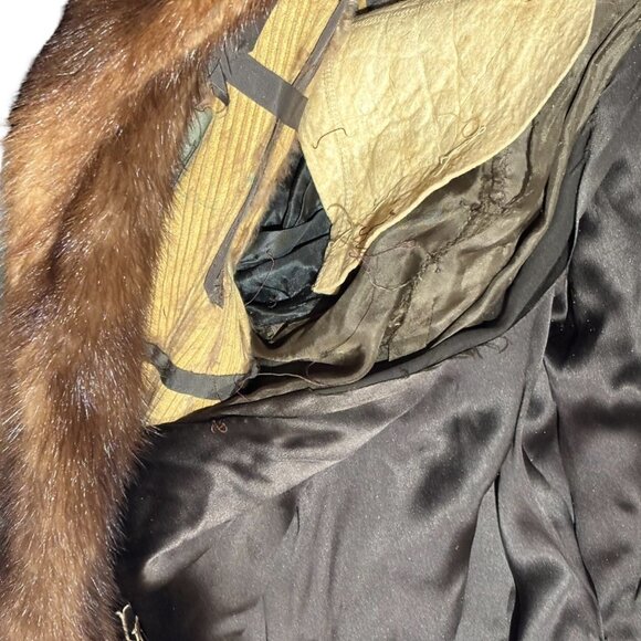 VINTAGE 50s I. MAGNIN Full Length Demi Buff MINK FUR COAT Mahogany Shawl Collar - Picture 11 of 11